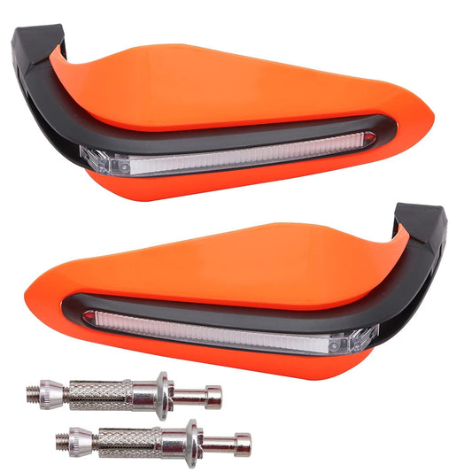 Vagary Universal Motorcycle Hand Guard with LED Indicator Light and Wind Deflector for Brake and Clutch Lever (Orange)