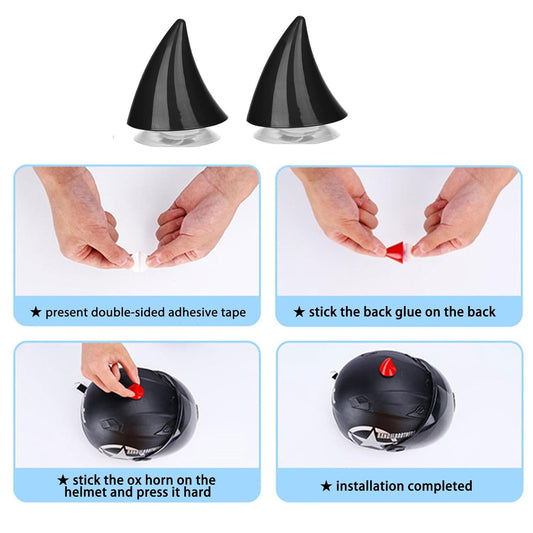 Vagary Cute Small Size Helmet Devil Horns Sticker Decor Universal Styling Decoration Helmet Horn (Black)