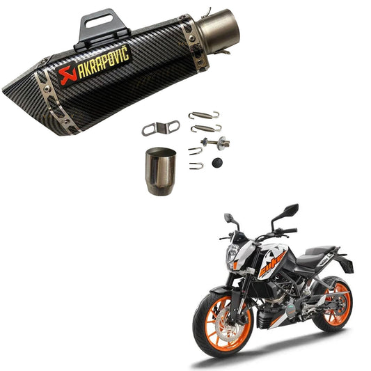 Vagary Carbon Acrophobic Exhasut Universal Hexa Cut,Stainless Steel Slip On Exhaust Silencer For KTM Duke 200, 390