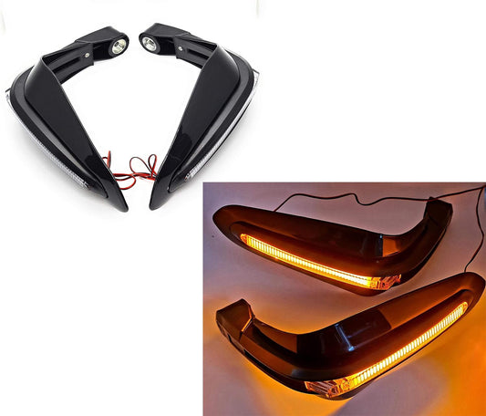Vagary Universal Motorcycle Hand Guard with LED Indicator Light and Wind Deflector for Brake and Clutch Lever (Black)
