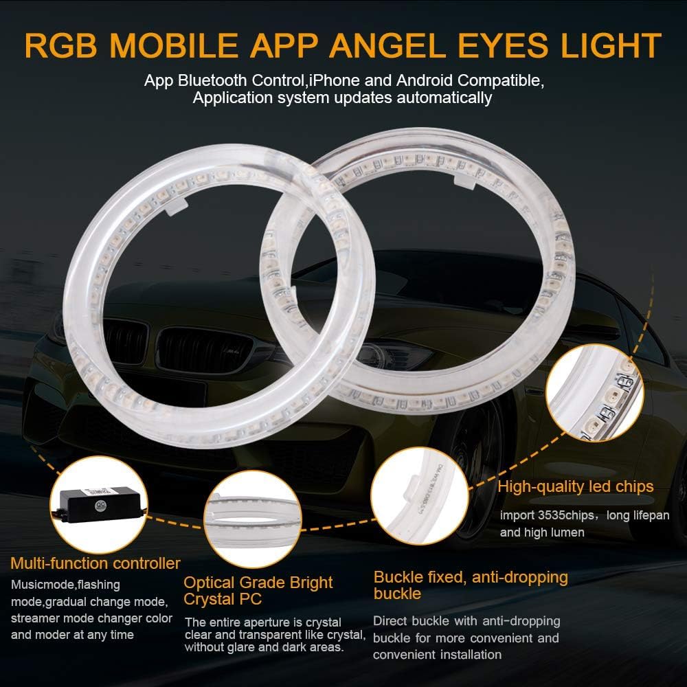 Vagary 60MM Angel Eyes Halo Ring Light for Yamaha MT 15 With RGB LED DRL Turn Signal Light APP Bluetooth Control Multi-Color