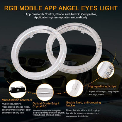 Vagary 60MM Angel Eyes Halo Ring Light for Yamaha MT 15 With RGB LED DRL Turn Signal Light APP Bluetooth Control Multi-Color