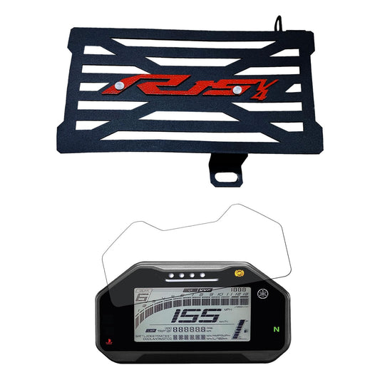 Vagary Metal Radiator Guard Protector Grill With Speedometer Screen Guard for Yamaha R15 V4/ R15M (Red)