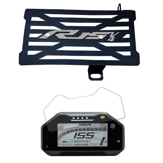 Vagary Metal Radiator Guard Protector Grill With Speedometer Screen Guard for Yamaha R15 V4/ R15M (Silver)