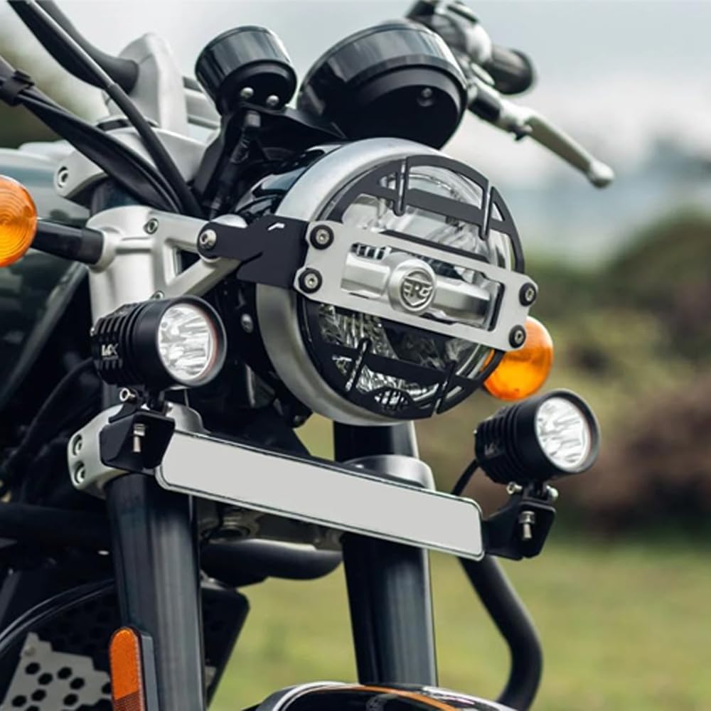 Vagary Premium Matte Black Headlight Grill With Side Stand Extender for RE Super Meteor 650 (Black)