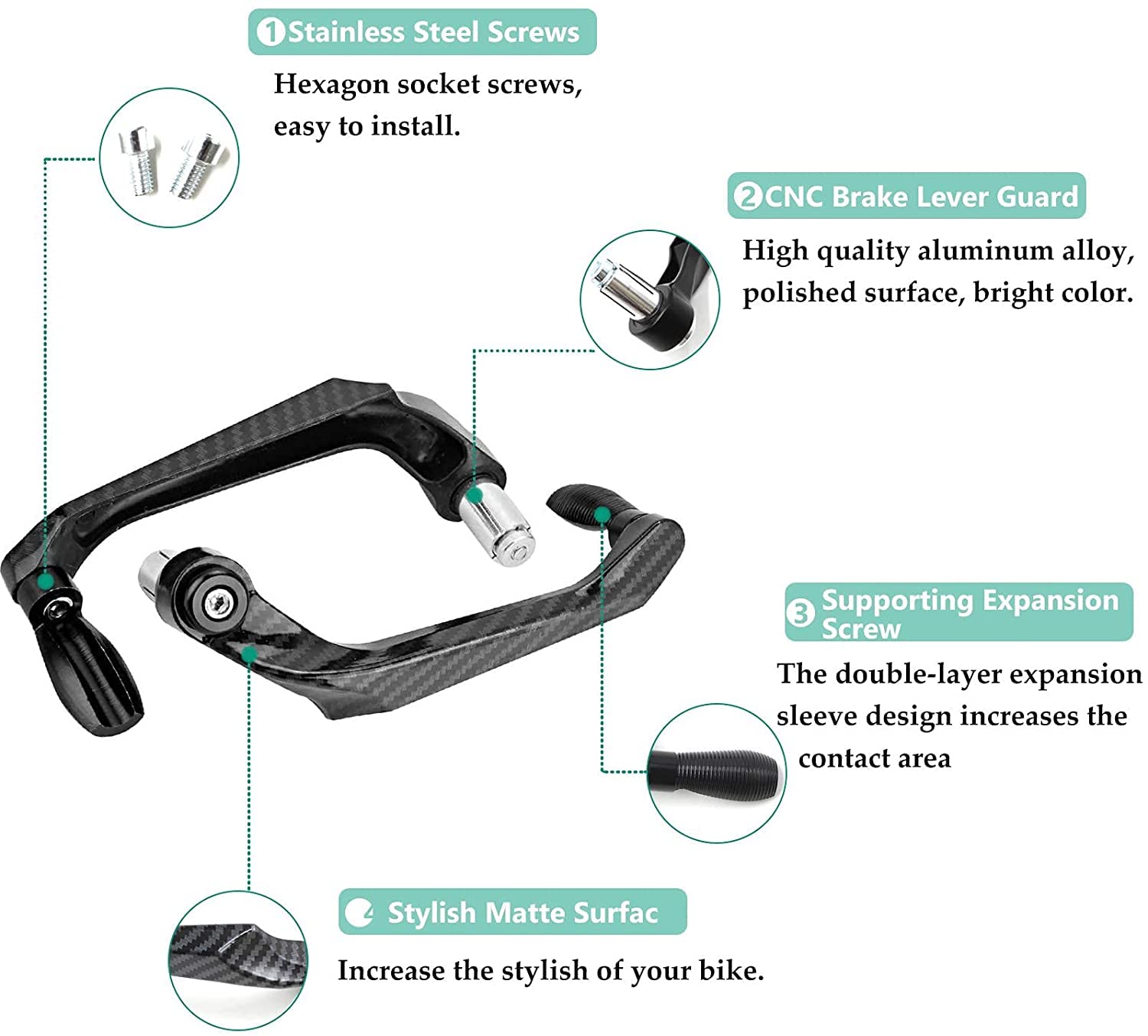 Vagary Motorbike 7/8 CNC Carbon Handlebar Brake Clutch Lever Hand Guard Protector Handlebar Hand Guard (Universal for Bike)