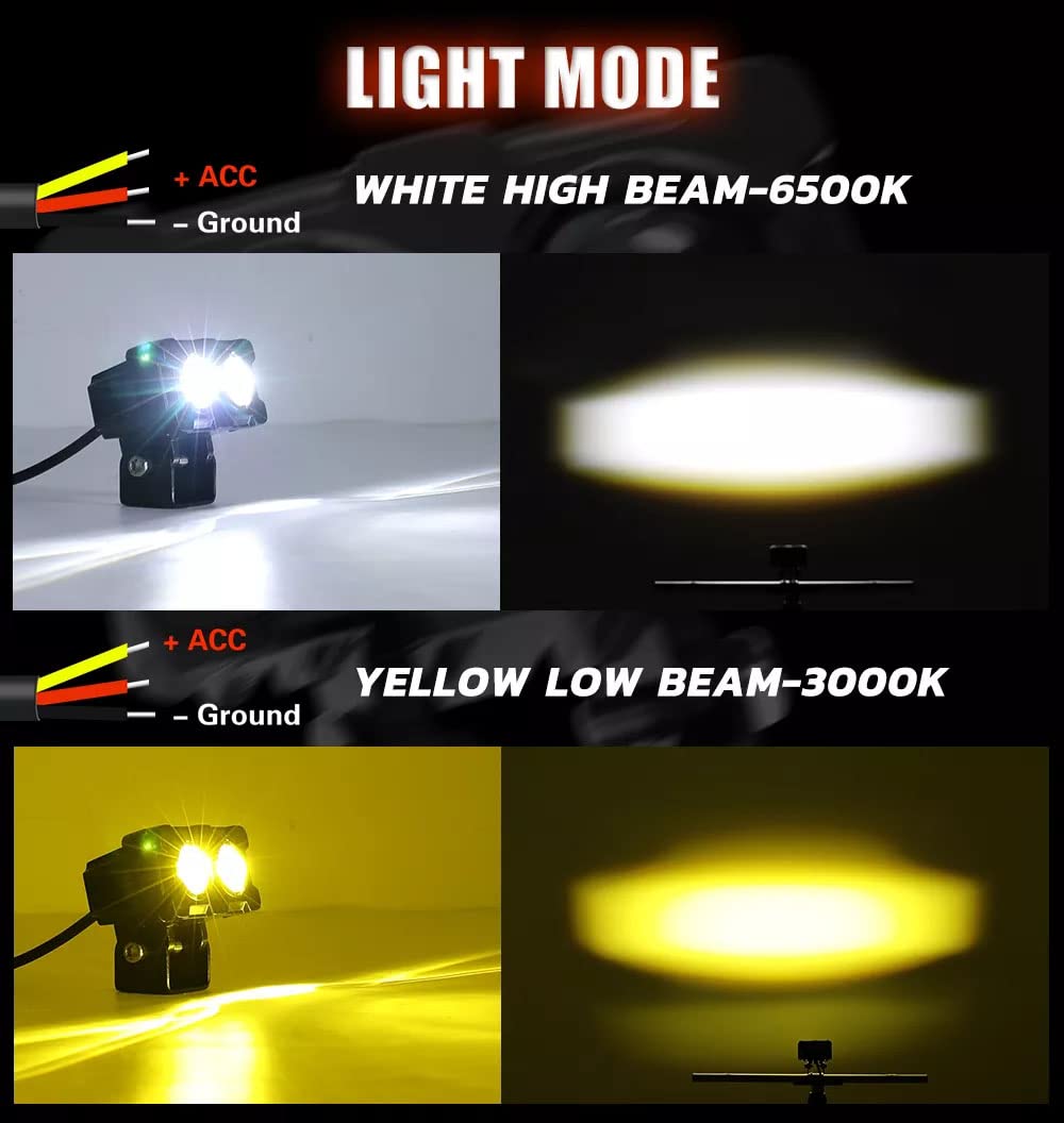Vagary High Beam/Low Beam Dual Color Off Road Driving LED Lights SpotLED Light Owl Fog LED Light For Bikes (2Pc)