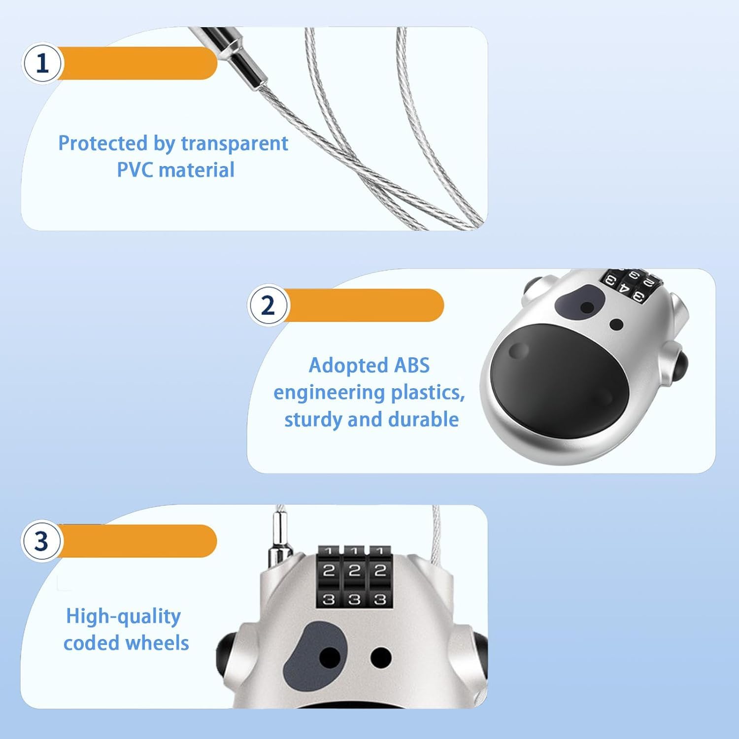 Vagary Multipurpose Stroller Lock Number Security Helmet Lock for Luggage, Suitcases, Backpacks, Bicycle with Extendable Cable