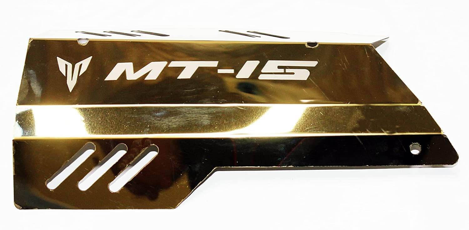 Vagary Steel Yamaha MT-15 Exhaust Cover Silencer Protector Heat Shield for MT 15 (Golden)