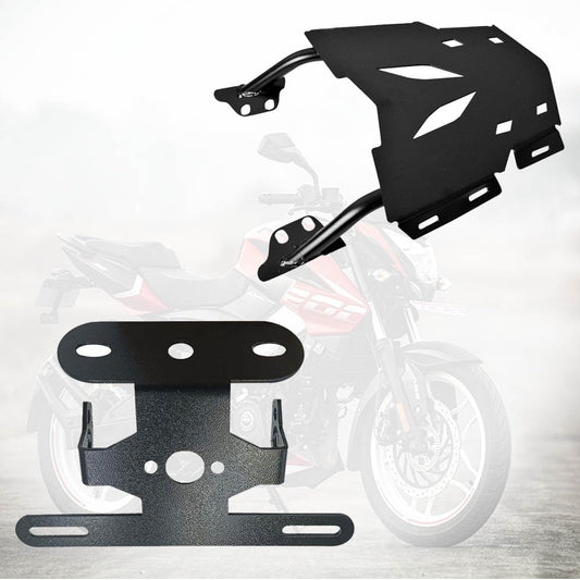 Vagary Combo of Pulsar NS 200 Tail Tidy/Number Plate Holder with Top Rack/Back Rack Seat Extender (NS 200 Accessories)