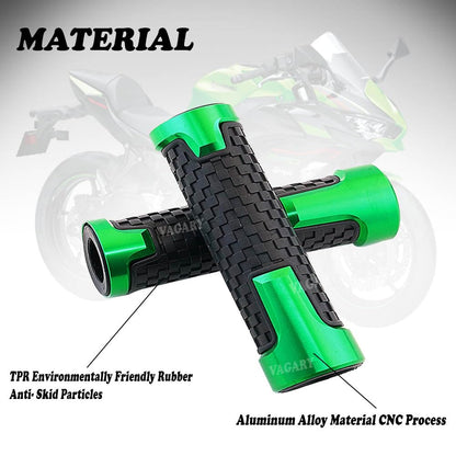 Vagary CNC Aluminum Alloy Motorcycle Handle Grips 7/8" 22mm Rubber Handlebar for Kawasaki Ninja 250, Ninja 300, Ninja 400, Ninja 650, Ninja 1000, Z900 (Black)