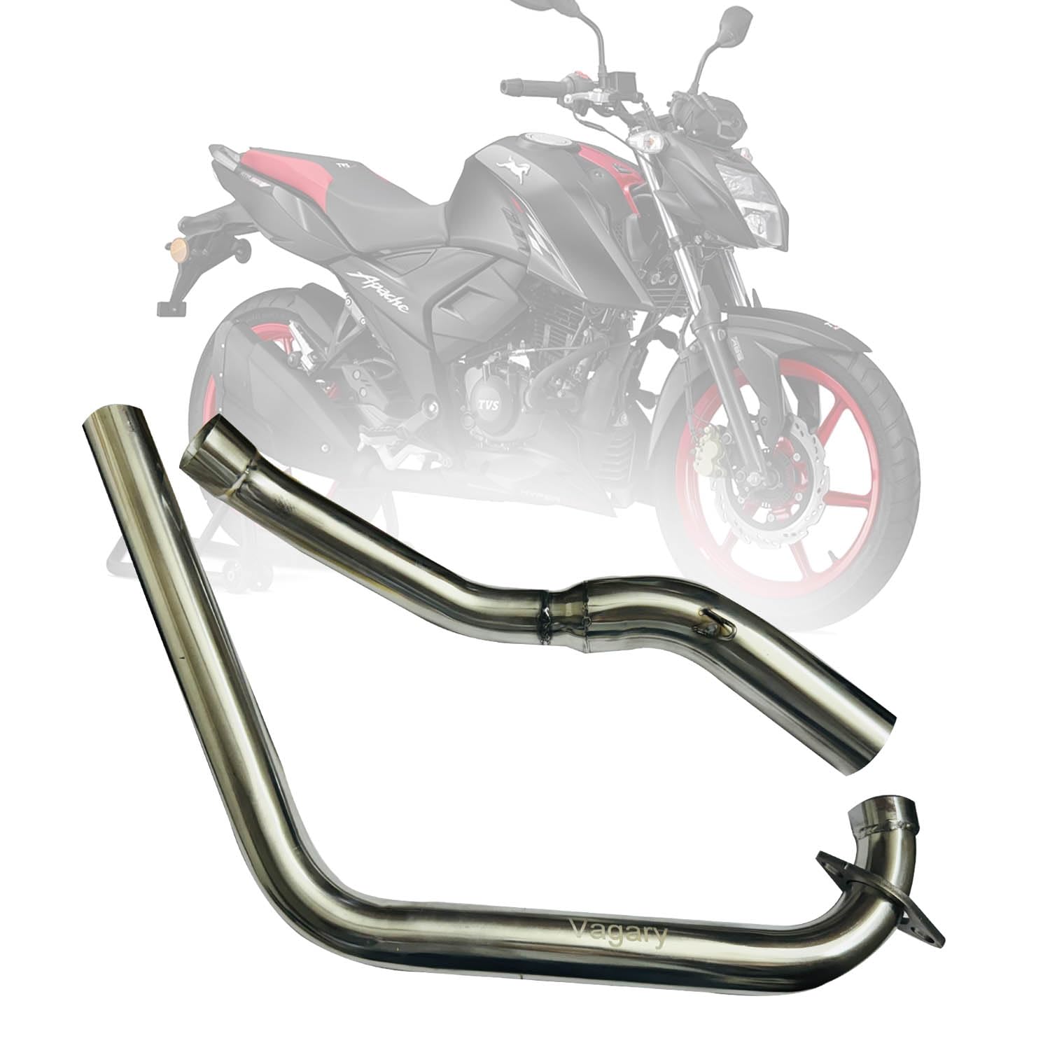 Vagary Stainless Steel High Performance Exhaust Middle Bend Pipe for TVS Apache Rtr 4V 160 Bend Pipe