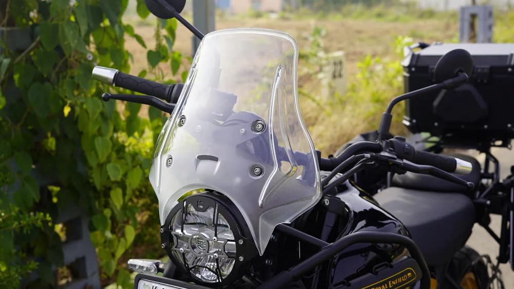 Vagary Premium Transparent Touring Windshield for RE Himalayan 450 II Hness CB 350 II RE Meteor 350 II RE Meteor 650 II Bullet Classic 350 II Triumph Speed 400 II TVS Ronin II Hunter 350