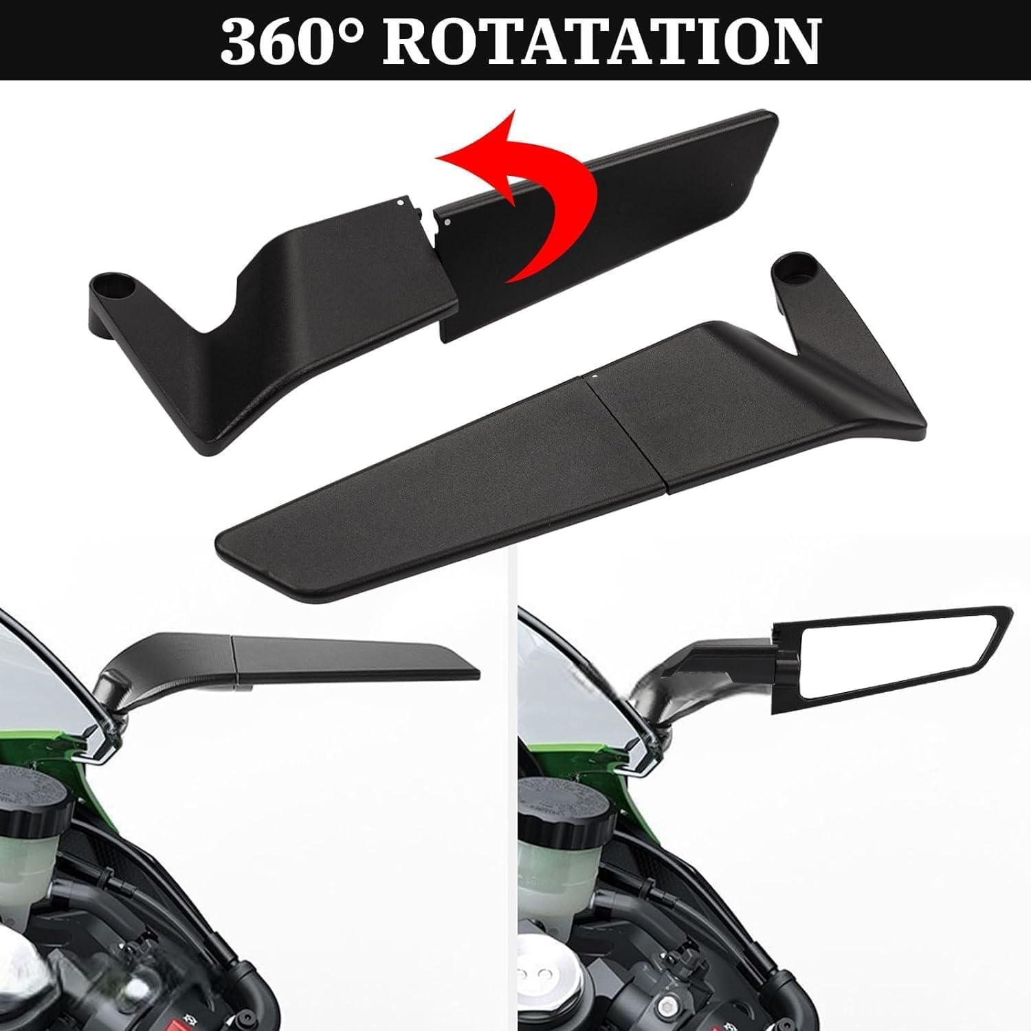 VAGARY Wind Wing Rearview Stealth Mirrors Universal for All Bike Scooty (Black)