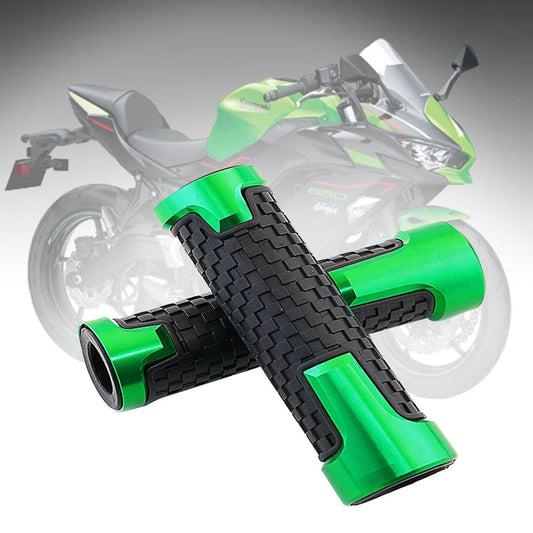 Vagary CNC Aluminum Alloy Motorcycle Handle Grips 7/8" 22mm Rubber Handlebar for Kawasaki Ninja 250, Ninja 300, Ninja 400, Ninja 650, Ninja 1000, Z900 (Black)