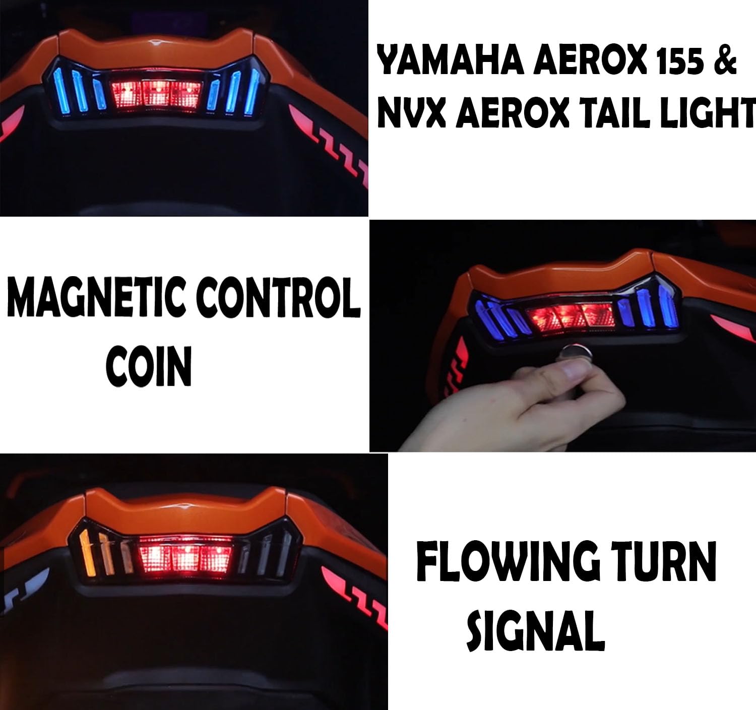 Vagary Yamaha Aerox 155/ NVX 155 Tail Light With Flowing Turn Signal Indicator Tail Light (Pack of 1)