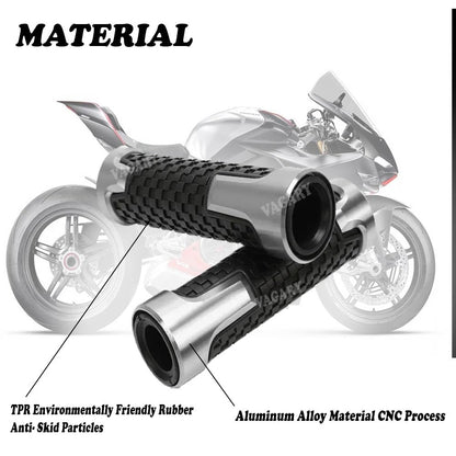 Vagary Aluminum Alloy Motorcycle Handle Grips - 7/8" 22mm Rubber Handlebar Universal Fit for Suzuki, KTM, Yamaha, Ducati, Kawasaki, Benelli, for Honda, Aprilia (Silver)