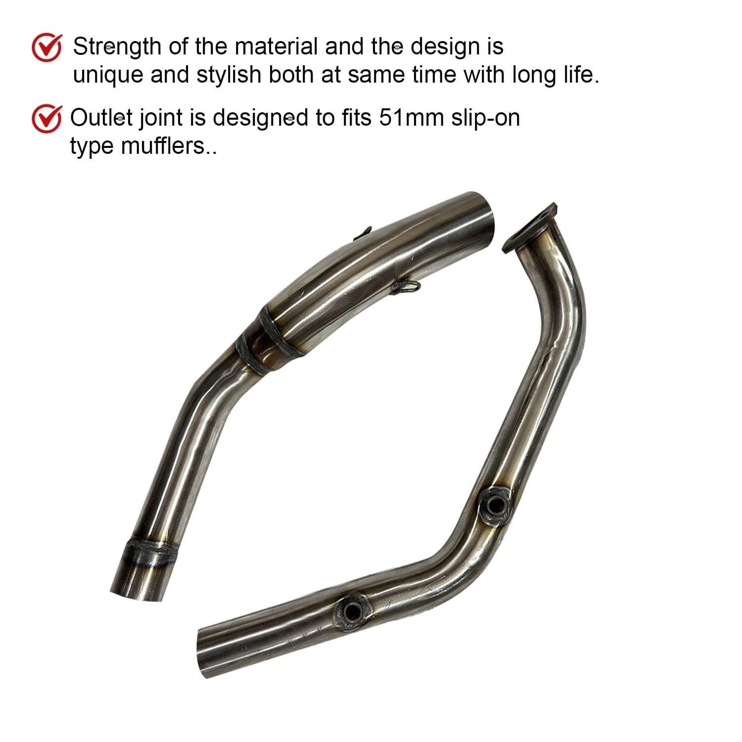 Vagary Bend Pipe for Yamaha R15 V3/ R15 M/ MT15 (BS6) Yamaha R15 Full Exhaust System (Stainless Steel)