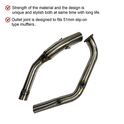 Vagary Bend Pipe for Yamaha R15 V3/ R15 M/ MT15 (BS6) Yamaha R15 Full Exhaust System (Stainless Steel)