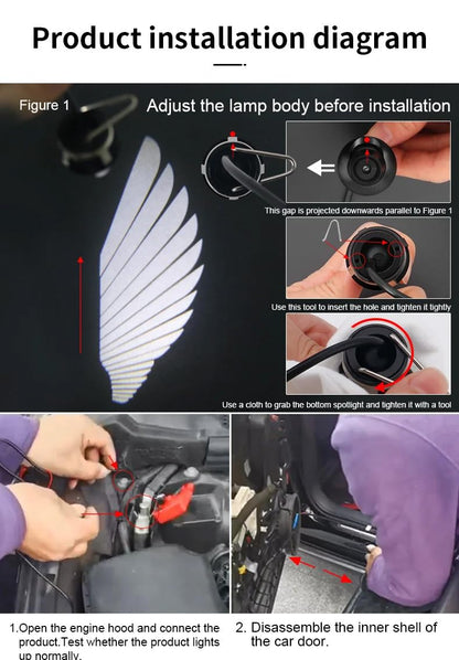 Vagary Car Angle wings light Angel Wings warning front welcome Lights car laser Wing Projector/Shadow Light LED Universal for All Cars & Bikes (White)