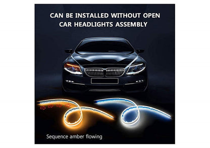 Vagary Universal Car Headlight 60cm DRL | Daytime Running Light | Flexible Light Soft Tube Guide Car LED Strip White and Yellow