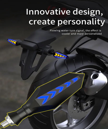 Vagary Waterproof Flexible Arrow Style Bright LED Running Indicators Universal For All Bike Models Motorcycle (Blue Yellow)