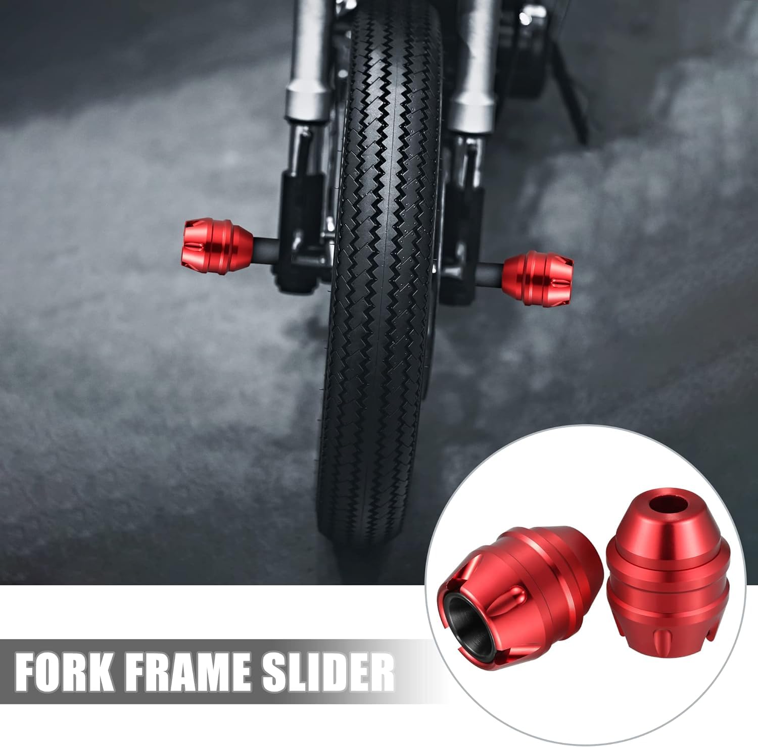 Vagary Red Anti Drop Fork Frame Slider Motorcycle Wheel Front Fork Frame Sliders for BMW, Kawasaki, R15 V3, V4, R15M, MT15, Universal for Bike