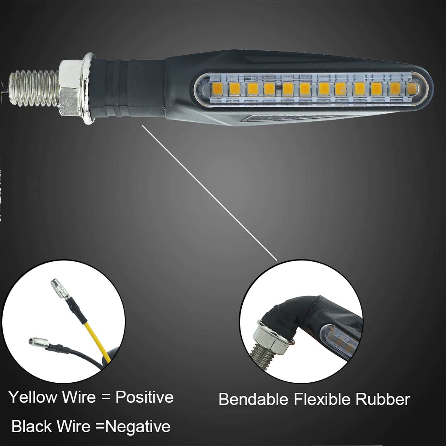 Vagary Universal Flowing Running Amber LED Indicators Turning Signal lamps Blinkers Bulb (Set of 4) for Bajaj Dominar