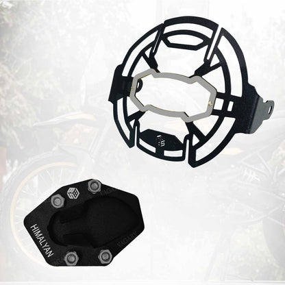 Vagary Premium Matte Black Headlight Grill With Side Stand Extender for RE Himalayan 450 (Black)