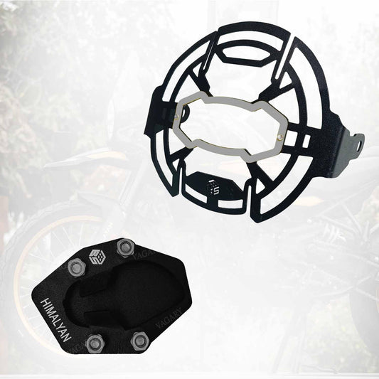 Vagary Premium Matte Black Headlight Grill With Side Stand Extender for RE Himalayan 450 (Black)