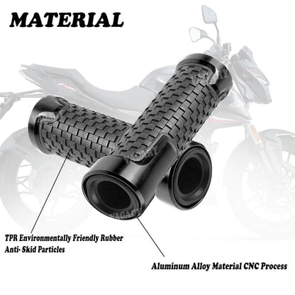 Vagary CNC Aluminum Alloy Motorcycle Handle Grips 7/8" 22mm Rubber Handlebar Universal Fit for Suzuki, KTM, Yamaha, Ducati, Kawasaki, Benelli, for Honda, Aprilia (Black)