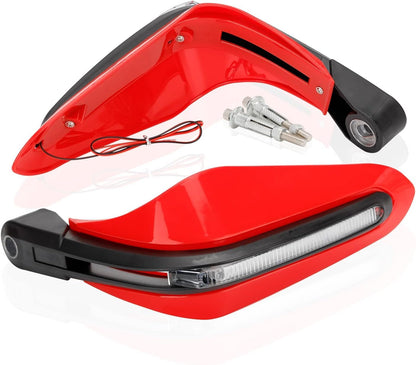 Vagary Universal Motorcycle Hand Guard with LED Indicator Light and Wind Deflector for Brake and Clutch Lever (Blue)