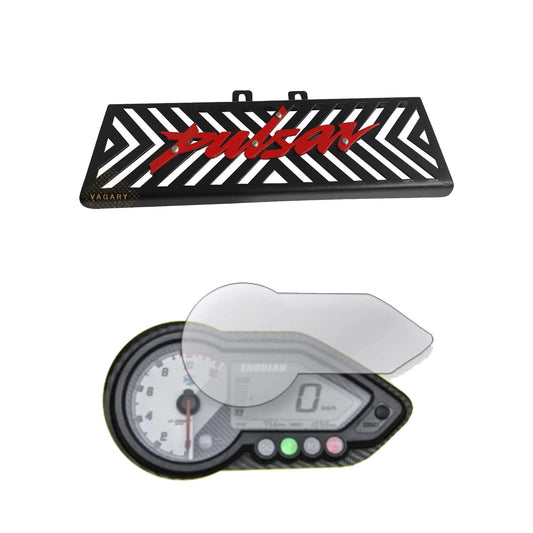 Vagary Metal Radiator Grill Guard With Meter Screen Guard for Bajaj Pulsar 220F (Red)