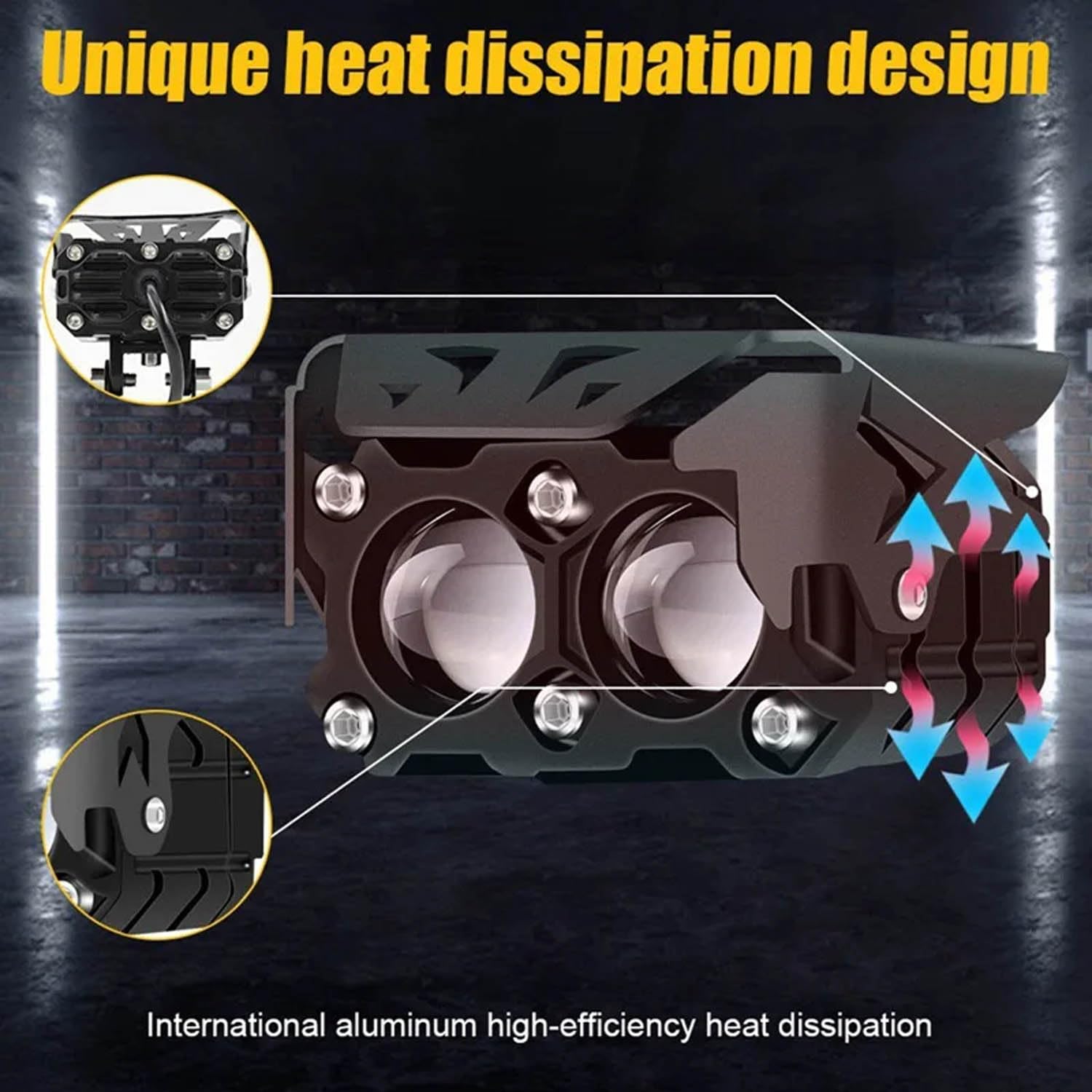 Moto X 2Lens Super Bright Dual Color Mini Lens Fog Light For Bike & Car Fog Lamp Motorbike, Car, Truck, Van LED for BMW, Bajaj, Harley Davidson, KTM, Hero, TVS, Yamaha (Pack of 2)