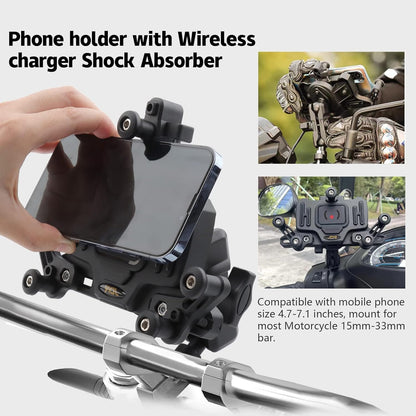 Vagary Aluminum Bike Mobile Holder Phone Mount with 15W Charging Vibration Dampener for B M W G 310 RR, Kawasaki Z900, ZX-10R, Kawaski Ninja 300, Interceptor 650, Himalayan Bs6, RE Hunter 350 (Black)