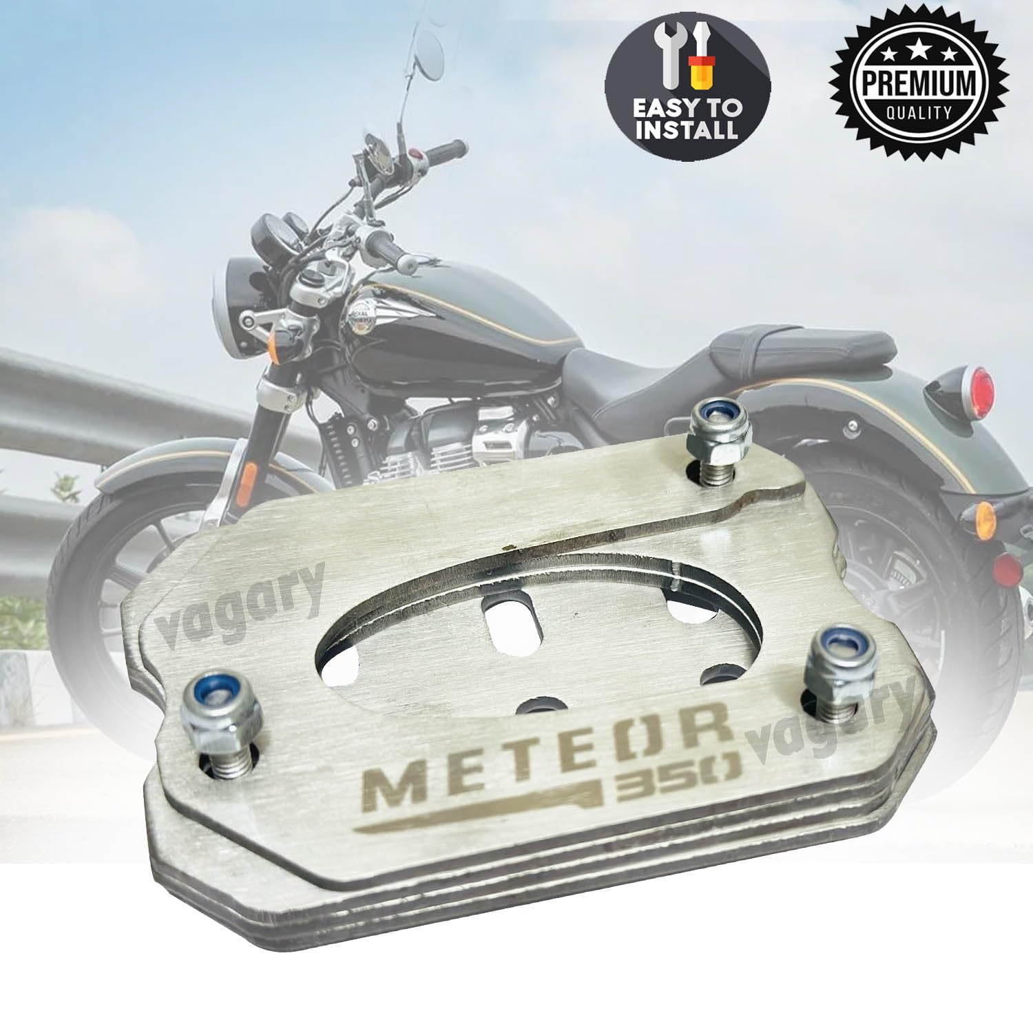 Vagary Bike Side Stand Extender for RE Meteor 350 (Silver)