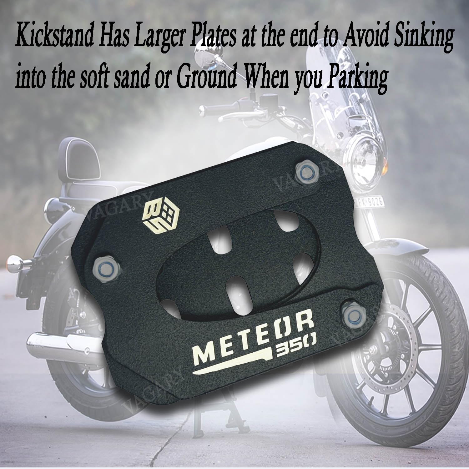 Vagary Aluminium Alloy Kickstand Side Stand Extender for RE Meteor 350 (Black)