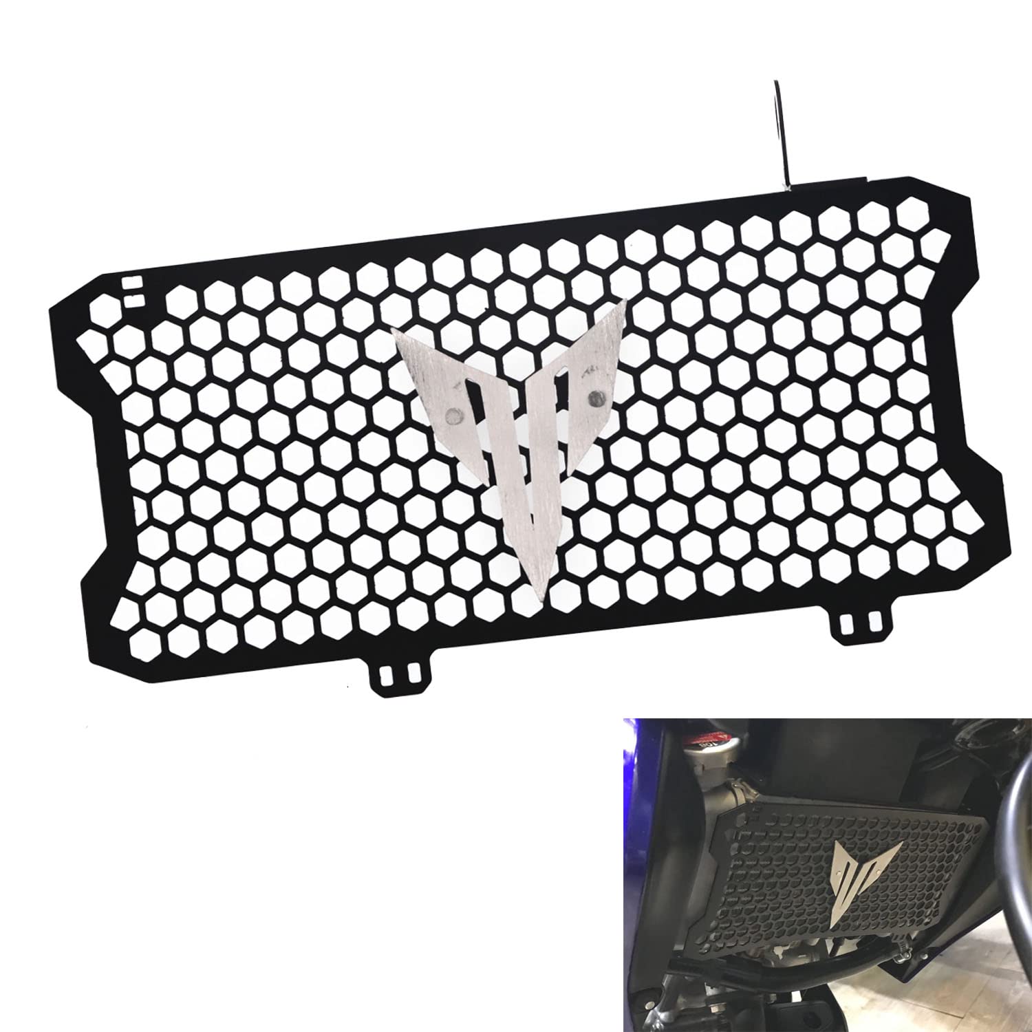 Vagary Stainless Steel Motorcycle Radiator Guard Grill for MT15 (Black) (Black-Silver)