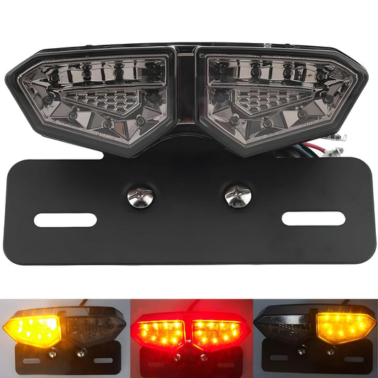 Vagary 40-LED 40W Motorcycle Tail Light Integrated Running Lamp Brake & Turn Signal Light with License Plate Bracket for Harly Motorcycle Street Bike (BLACK BODY)
