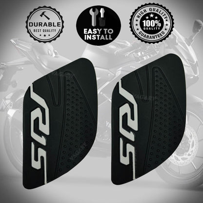 Vagary Anti Slip Silicone Tank Pad/Thai Pad for Yamaha R15 V3 (Black-Siver)