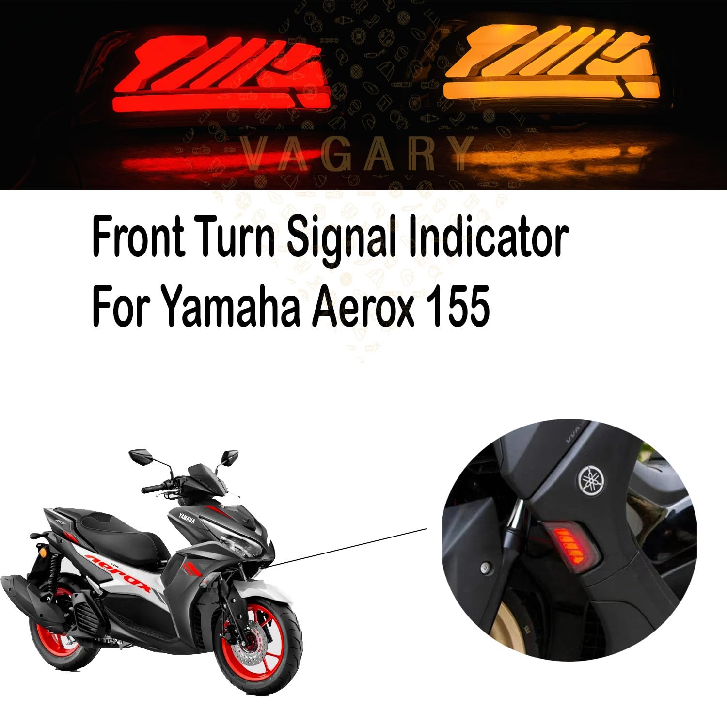 Vagary Bike Indicator Turn Signal Led Bright Light Indicator for Yamaha Aerox 155/ Nvy 155