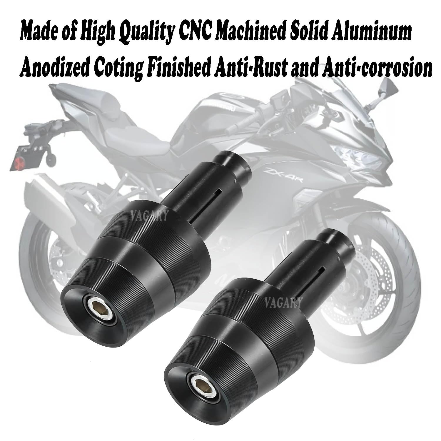 Vagary 7/8 Inch 22mm Motorcycle Handlebar Ends Plug Motorcycle Handlebar Ends Plug Grip Weights for Universal for Bike (Black)