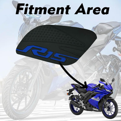 Vagary Anti Slip Silicone Tank Pad/Thai Pad for Yamaha R15 V3 (Black-Blue)