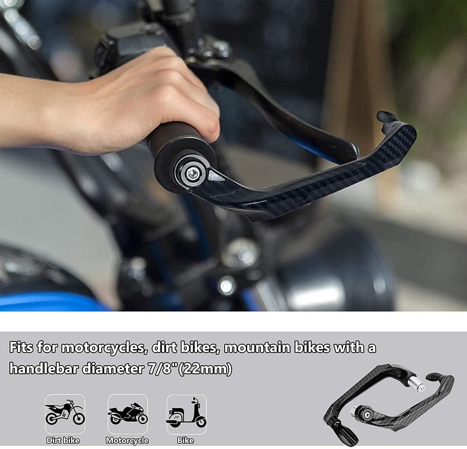 Vagary Motorbike 7/8 CNC Carbon Handlebar Brake Clutch Lever Hand Guard Protector Handlebar Hand Guard (Universal for Bike)