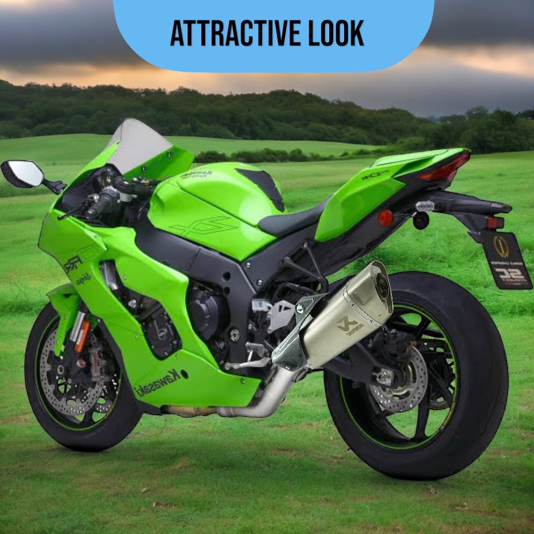 Vagary Kalasnikavo Akrapovic Exhaust High Bass Exhaust Silencer for BMW, KTM, Kawasaki, Suzuki, Bajaj, Yamaha R15, Ninja, CBR, GS, Apache, Duke 390, FZ, Gixxer (Silver)