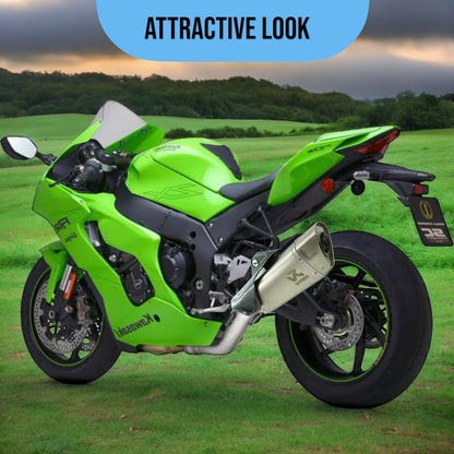 Vagary Kalasnikavo Akrapovic Exhaust High Bass Exhaust Silencer for BMW, KTM, Kawasaki, Suzuki, Bajaj, Yamaha R15, Ninja, CBR, GS, Apache, Duke 390, FZ, Gixxer (Silver)