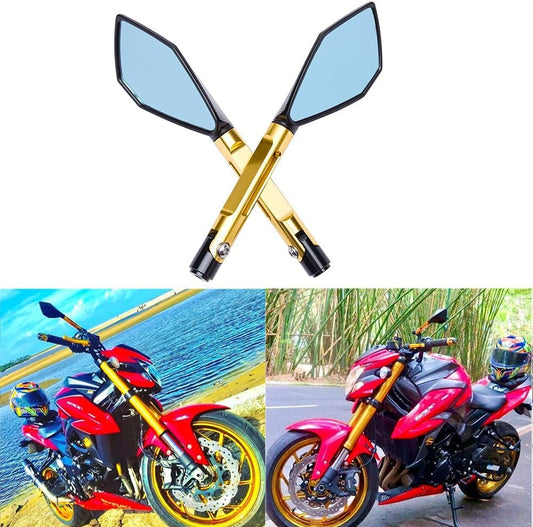 Vagary Rear View Mirror CNC Aluminum Handlebar Side Mirrors for Universal Motorbike Street Sport Dirt Bike (Golden)