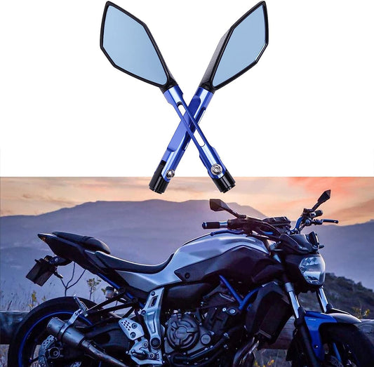 Vagary Rear View Mirror CNC Aluminum Handlebar Side Mirrors for Universal Motorbike Street Sport Dirt Bike (Blue)