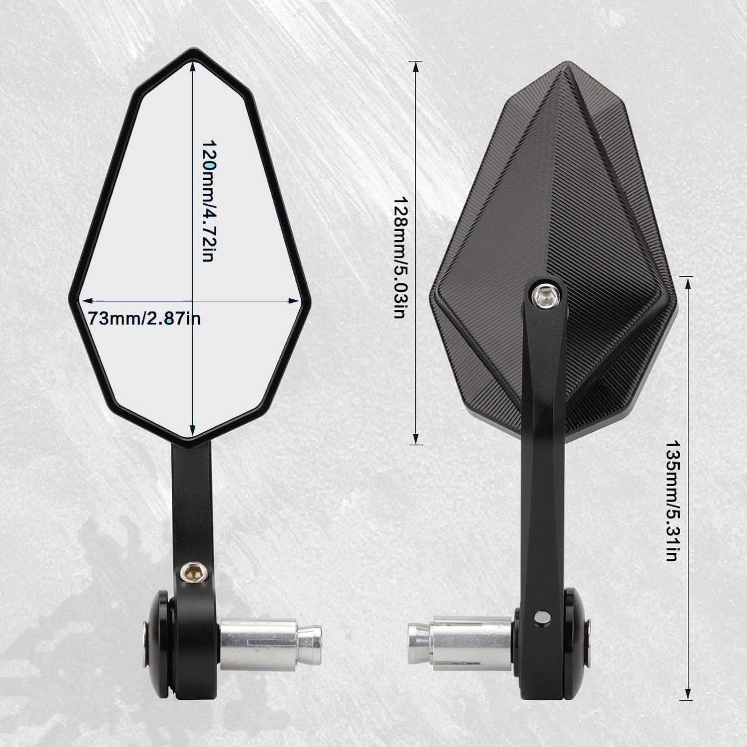 Vagary AdjustableBar End Convex Mirrors 7/8'' 22mm Handlebar Rearview Mirror Compatible with RE Bikes Meteor Hunter 350 Interceptor 650 Reborn Classic 350 Super Meteor 650 Black Aluminium Heavy