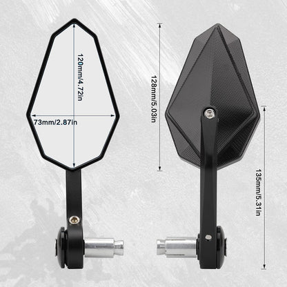 Vagary AdjustableBar End Convex Mirrors 7/8'' 22mm Handlebar Rearview Mirror Compatible with RE Bikes Meteor Hunter 350 Interceptor 650 Reborn Classic 350 Super Meteor 650 Black Aluminium Heavy